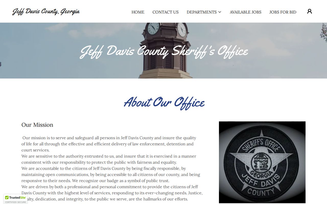 Jeff Davis County Sheriff's Office official contact and services page