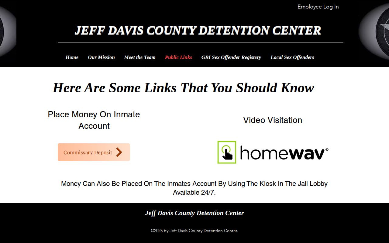 Jeff Davis County Detention Center public links and available jail services