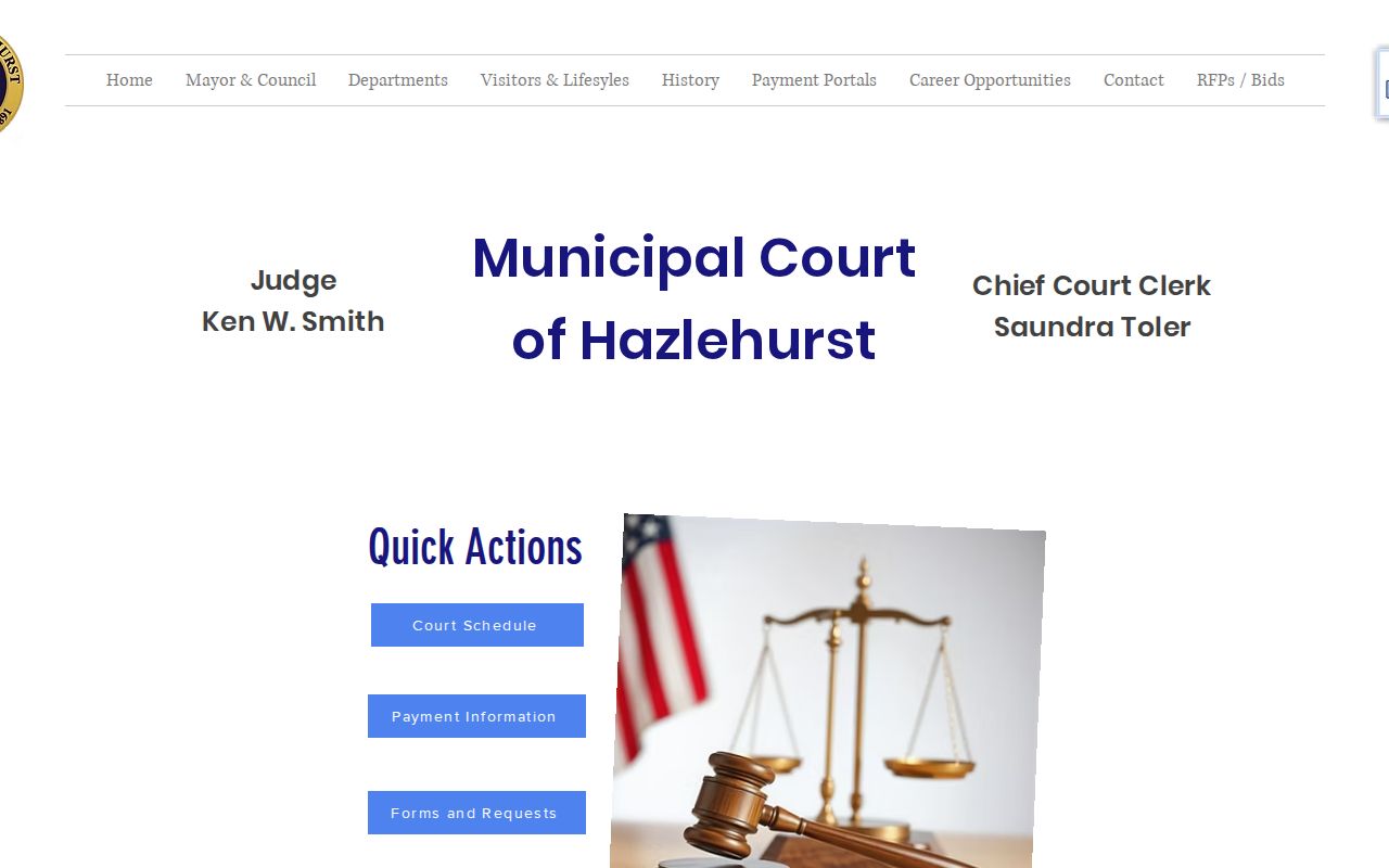 Hazlehurst Municipal Court official page for city arraignment and case records