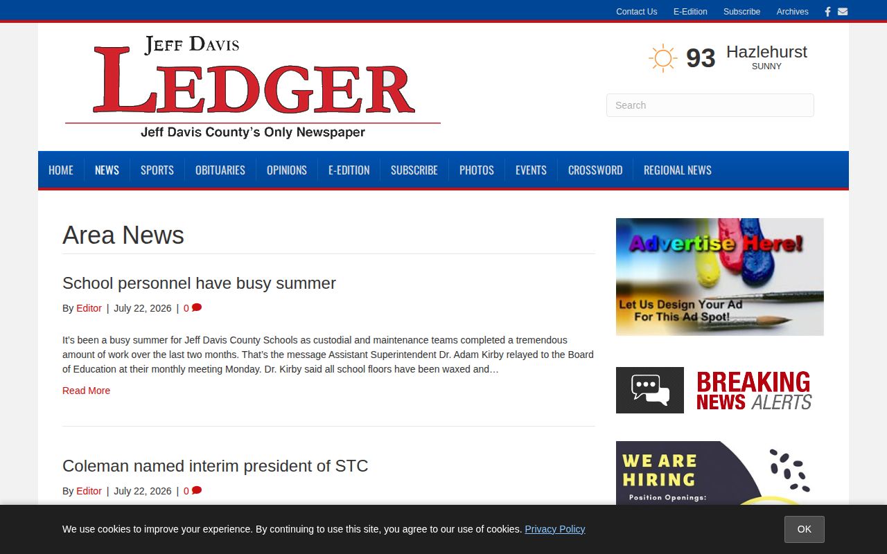 Jeff Davis Ledger county-local news archive interface
